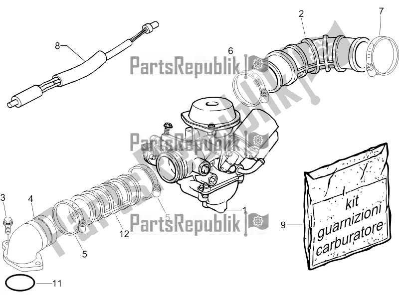 All parts for the Carburettor, Assembly - Union Pipe of the Piaggio ZIP 100 4T Apac 2017