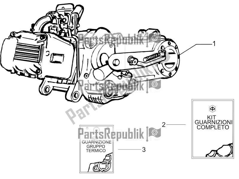 All parts for the Engine, Assembly of the Piaggio ZIP 100 4T Apac 2017