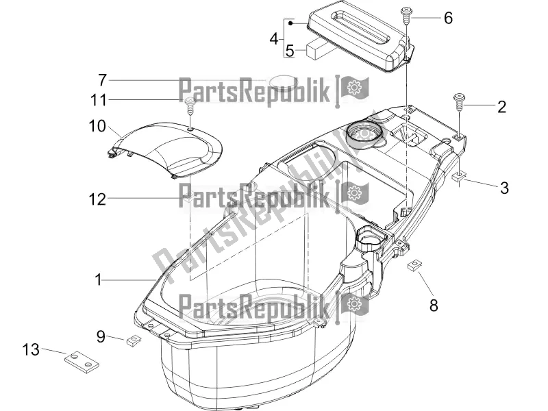 All parts for the Helmet Huosing - Undersaddle of the Piaggio ZIP 100 4T Apac 2017