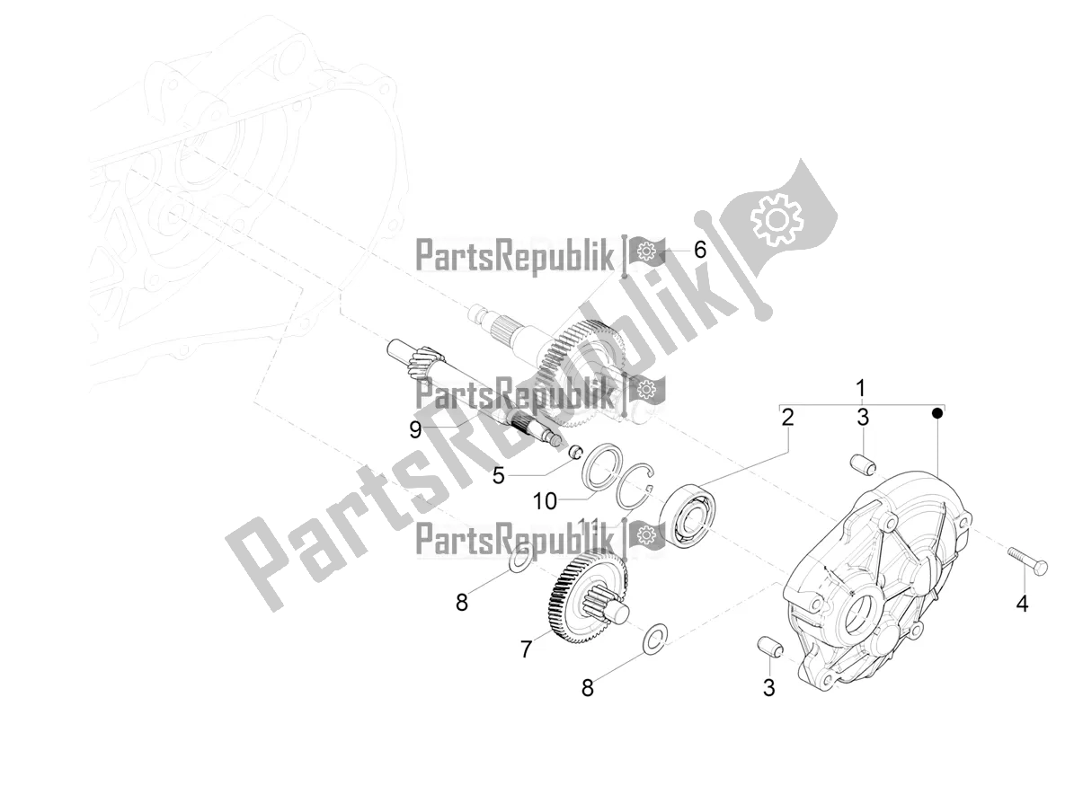 All parts for the Reduction Unit of the Piaggio ZIP 100 4T Apac 2017