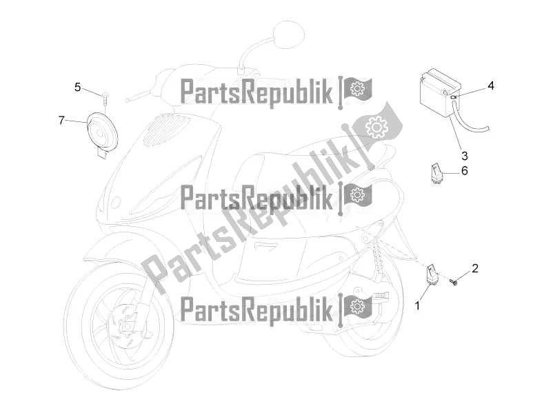 Alle onderdelen voor de Afstandsbedieningen - Batterij - Claxon van de Piaggio ZIP 100 4T Apac 2017