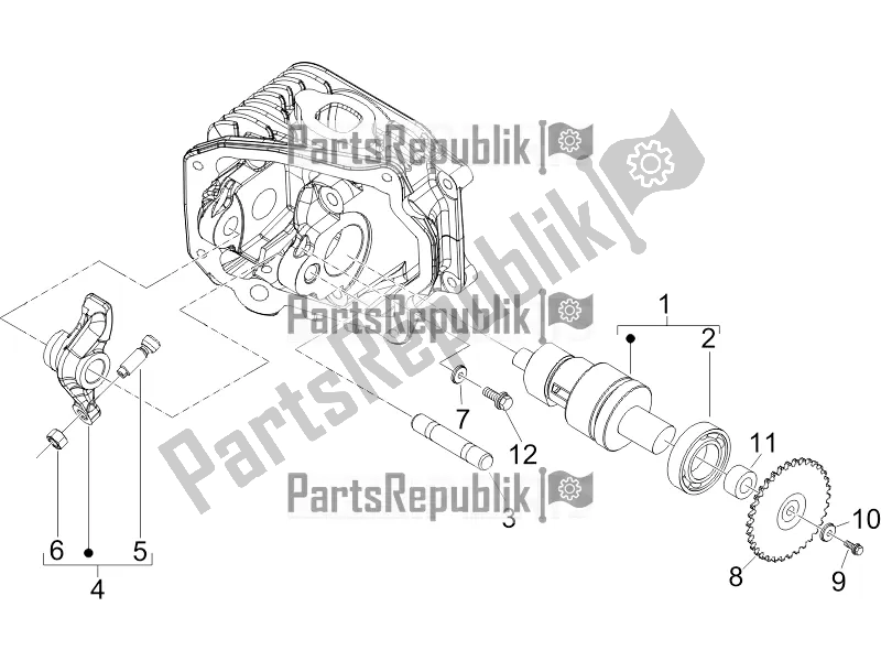 All parts for the Rocking Levers Support Unit of the Piaggio ZIP 100 4T Apac 2017