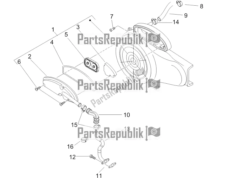All parts for the Secondary Air Box of the Piaggio ZIP 100 4T Apac 2017