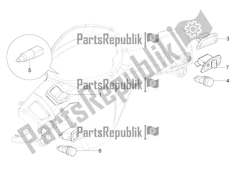 Alle onderdelen voor de Keuzeschakelaars - Schakelaars - Knoppen van de Piaggio ZIP 100 4T Apac 2017