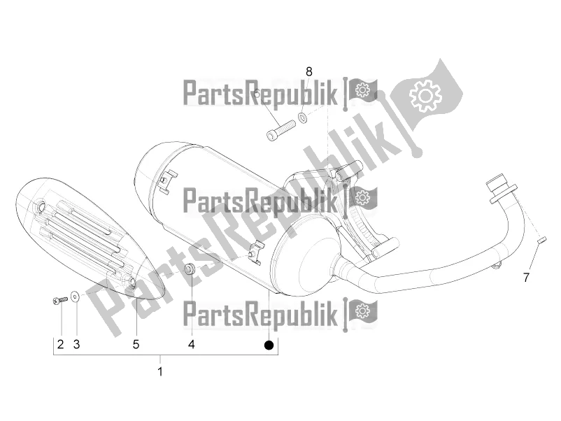 All parts for the Silencer of the Piaggio ZIP 100 4T Apac 2017