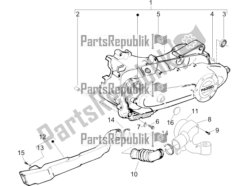 Toutes les pièces pour le Couvercle De Carter - Refroidissement Du Carter du Piaggio ZIP 100 4T Apac 2018