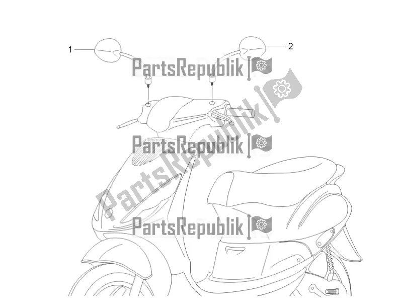 All parts for the Driving Mirror/s of the Piaggio ZIP 100 4T Apac 2018