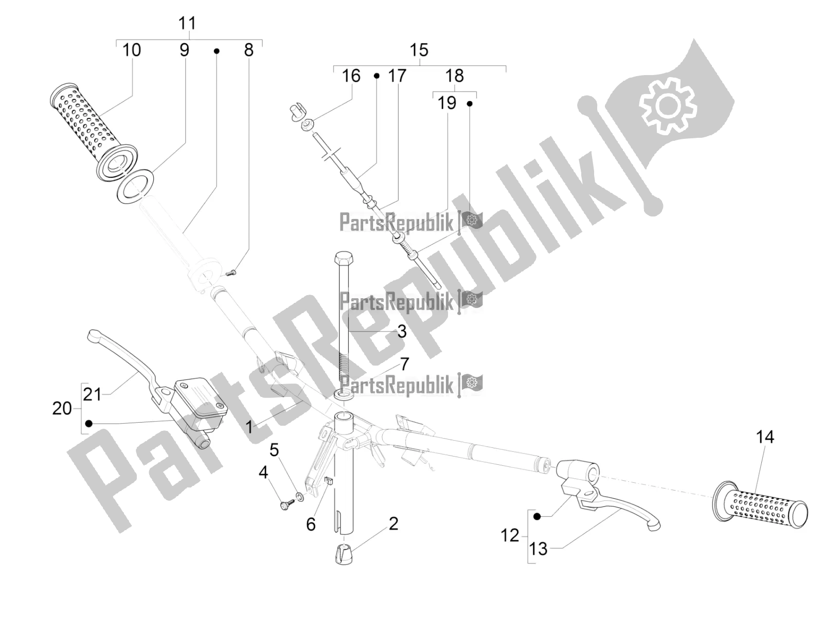 All parts for the Handlebars - Master Cil. Of the Piaggio ZIP 100 4T Apac 2018