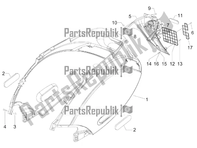 Todas las partes para Cubierta Trasera - Protector Contra Salpicaduras de Piaggio ZIP 100 4T Apac 2018