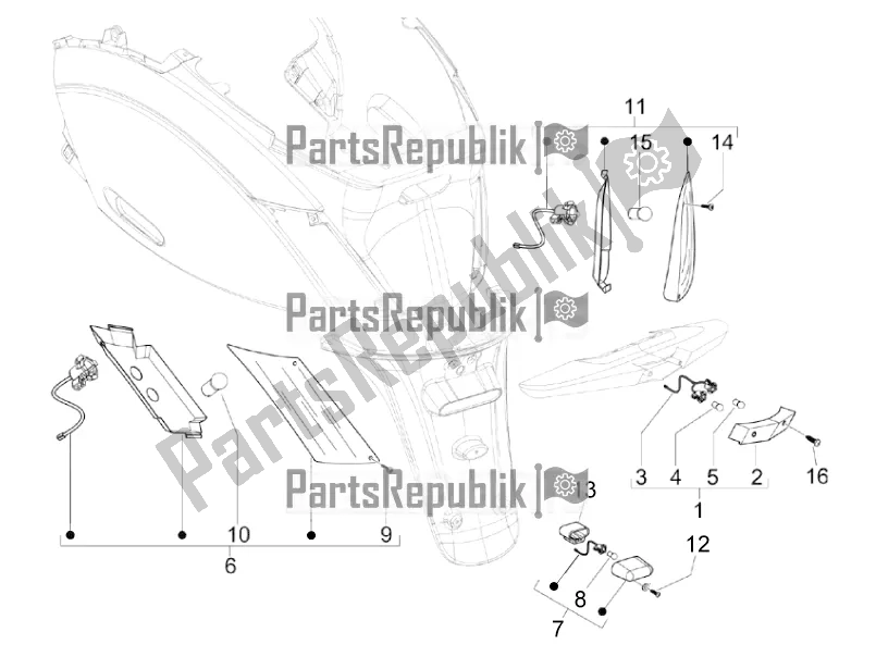 Toutes les pièces pour le Phares Arrière - Clignotants du Piaggio ZIP 100 4T Apac 2018