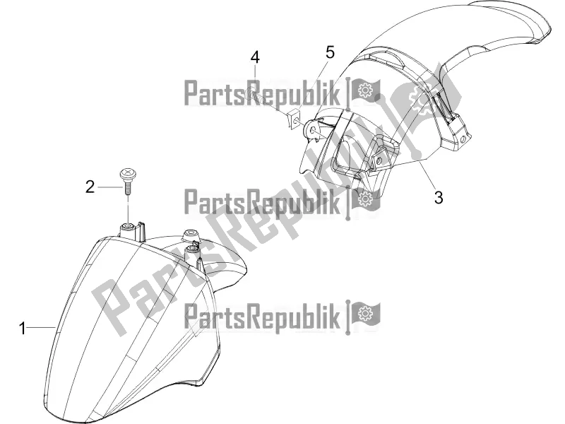 Toutes les pièces pour le Logement De Roue - Garde-boue du Piaggio ZIP 100 4T Apac 2018