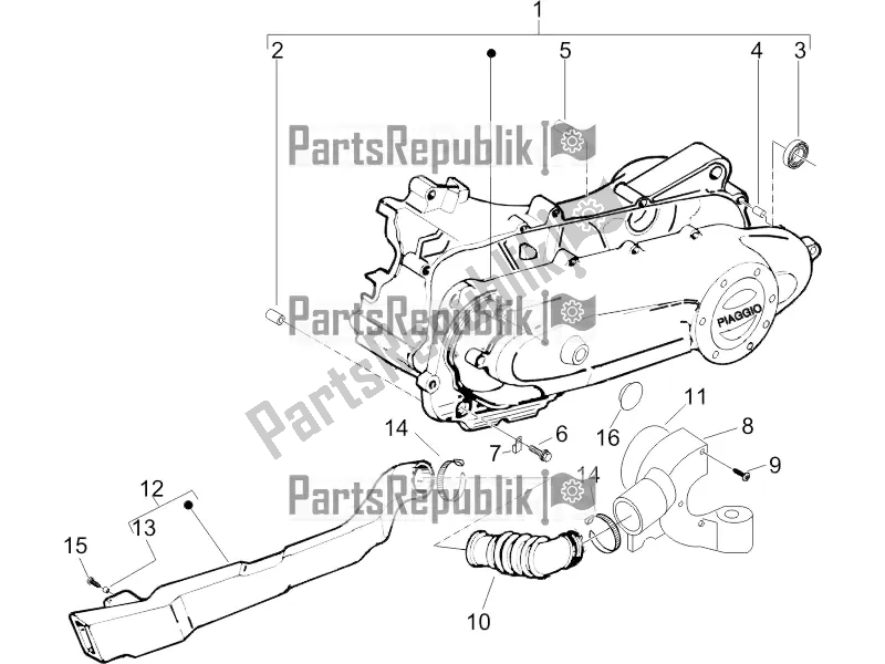 Tutte le parti per il Coperchio Del Carter - Raffreddamento Del Carter del Piaggio ZIP 100 4T Apac 2019