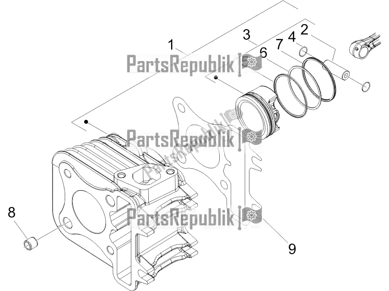 Toutes les pièces pour le Unité Cylindre-piston-axe De Poignet du Piaggio ZIP 100 4T Apac 2019