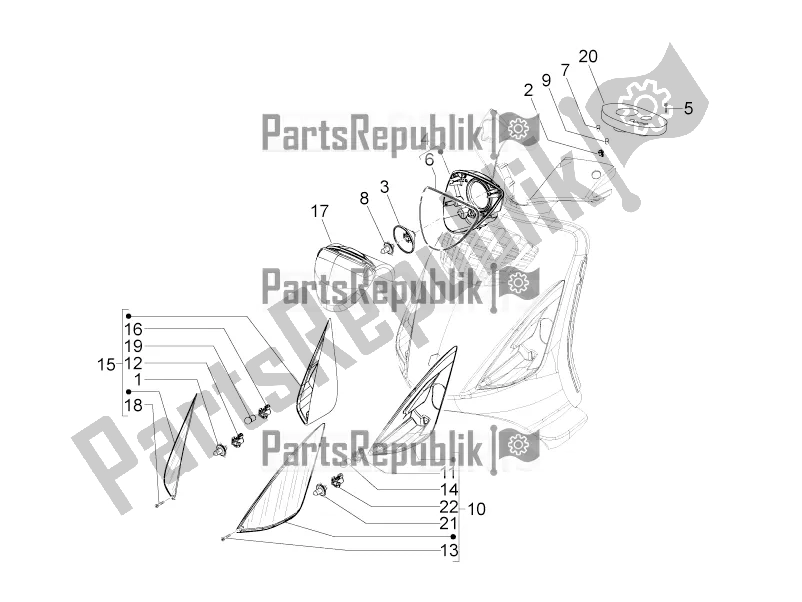 Toutes les pièces pour le Phares Avant - Clignotants du Piaggio ZIP 100 4T Apac 2019