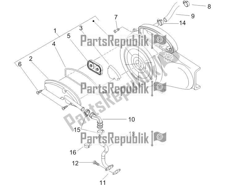 All parts for the Secondary Air Box of the Piaggio ZIP 100 4T Apac 2019
