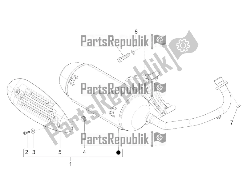 Toutes les pièces pour le Silencieux du Piaggio ZIP 100 4T Apac 2019