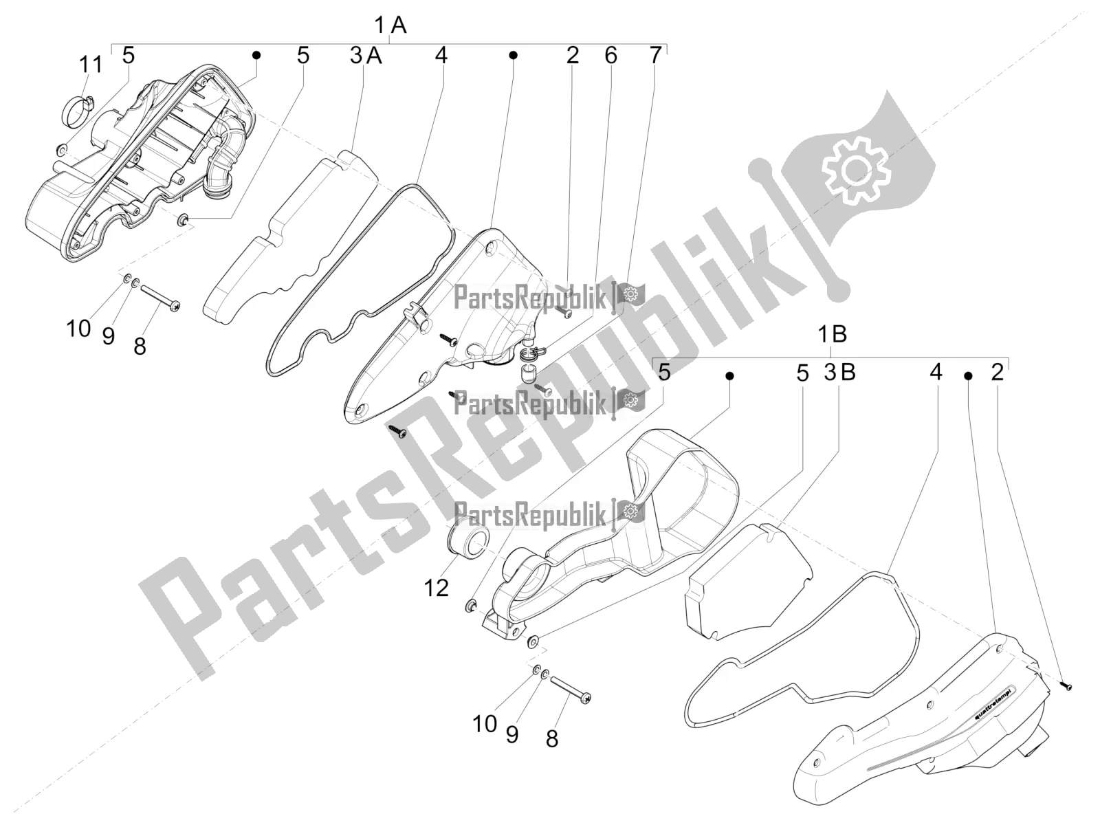 All parts for the Air Filter of the Piaggio ZIP 100 4T Apac 2020