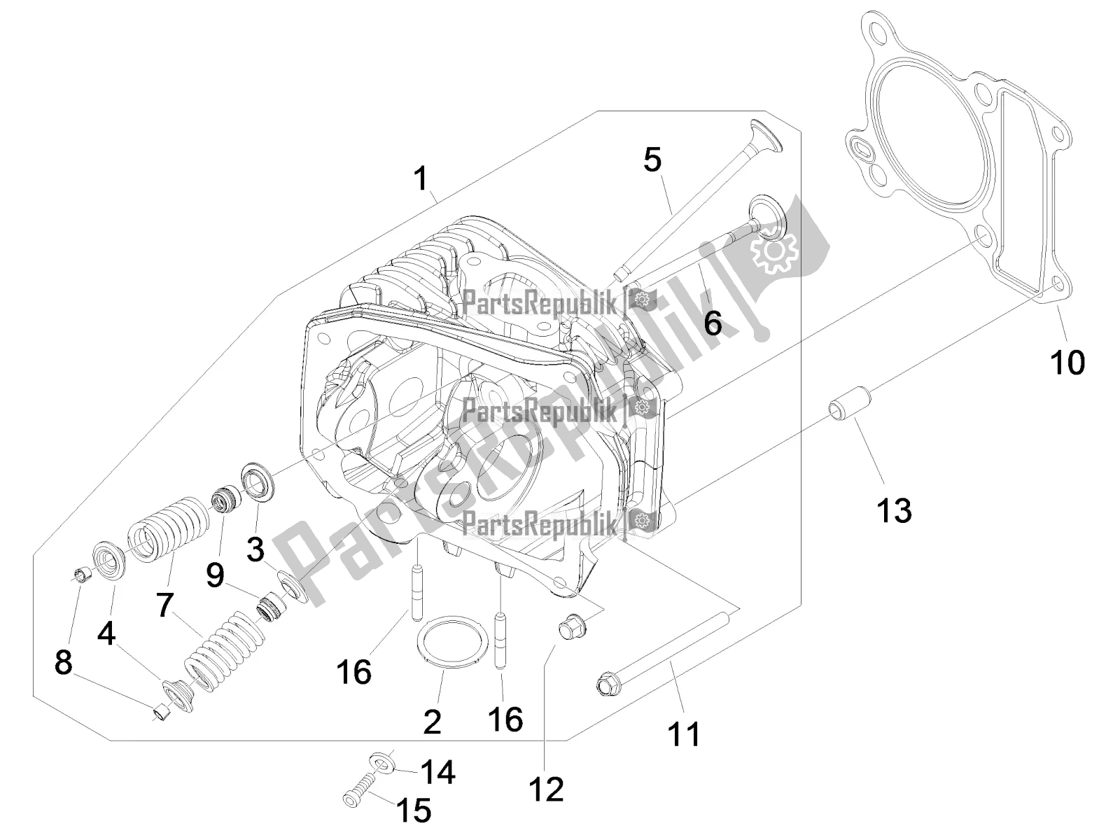 All parts for the Cylinder Head Unit - Valve of the Piaggio ZIP 100 4T Apac 2020