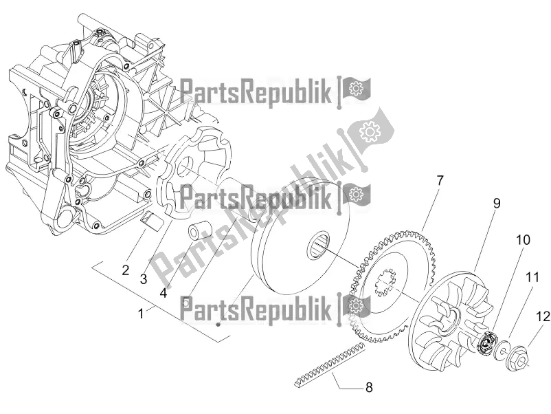 All parts for the Driving Pulley of the Piaggio ZIP 100 4T Apac 2020