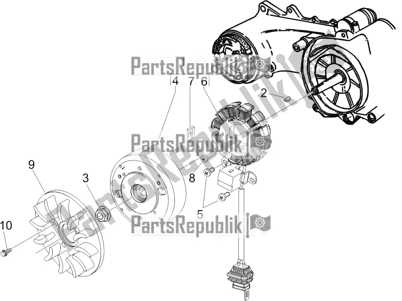 All parts for the Flywheel Magneto of the Piaggio ZIP 100 4T Apac 2020