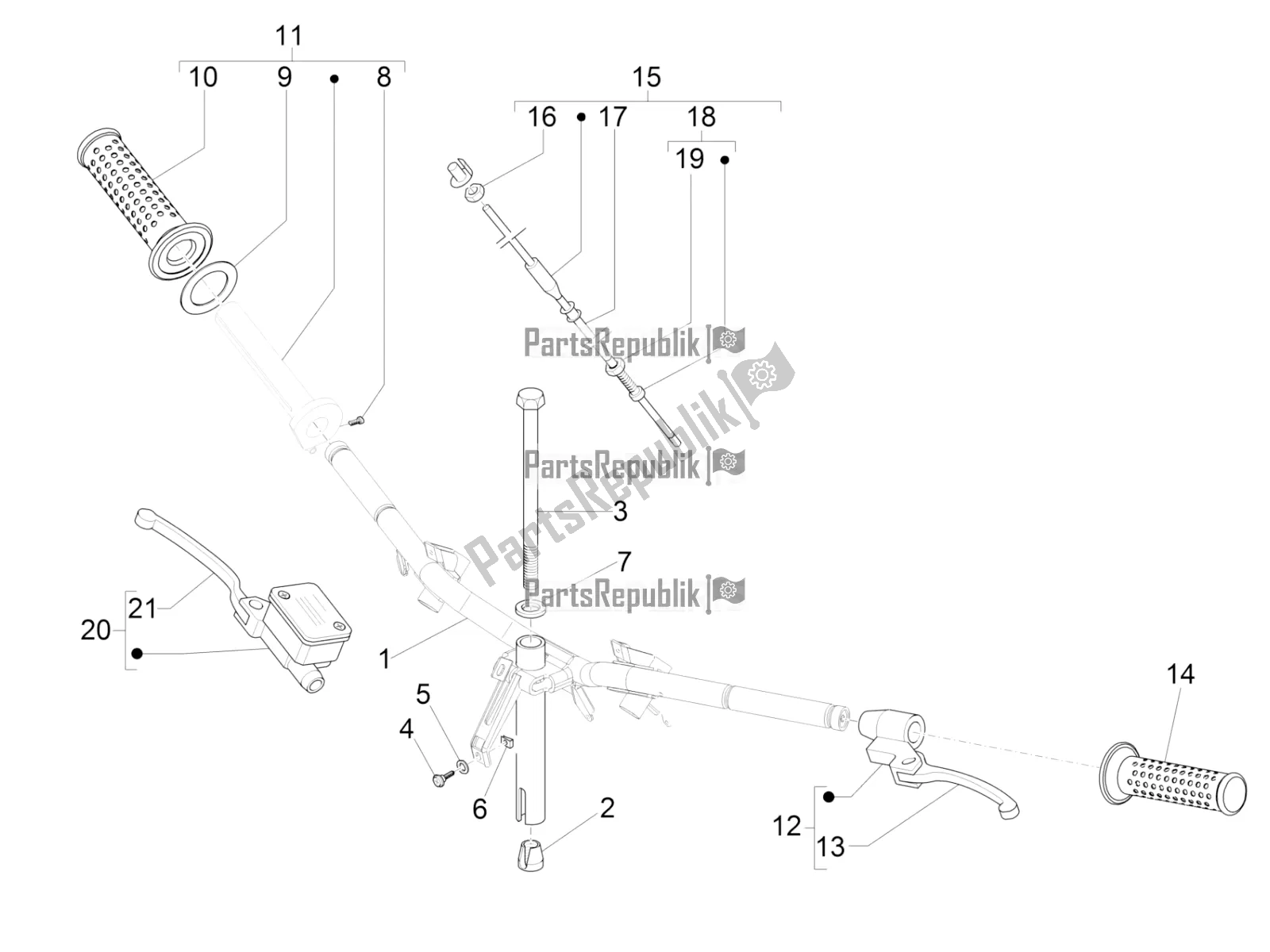 All parts for the Handlebars - Master Cil. Of the Piaggio ZIP 100 4T Apac 2020