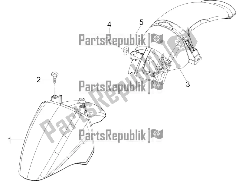 Toutes les pièces pour le Logement De Roue - Garde-boue du Piaggio ZIP 100 4T Apac 2020