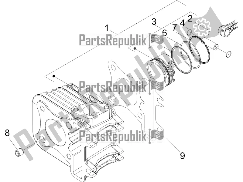 Wszystkie części do Zespó? Cylindra-t? Oka-przegubu Przegubu Piaggio ZIP 100 4T Apac 2021
