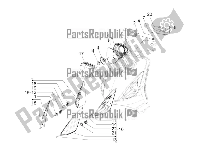 Wszystkie części do Reflektory Przednie - Kierunkowskazy Piaggio ZIP 100 4T Apac 2021