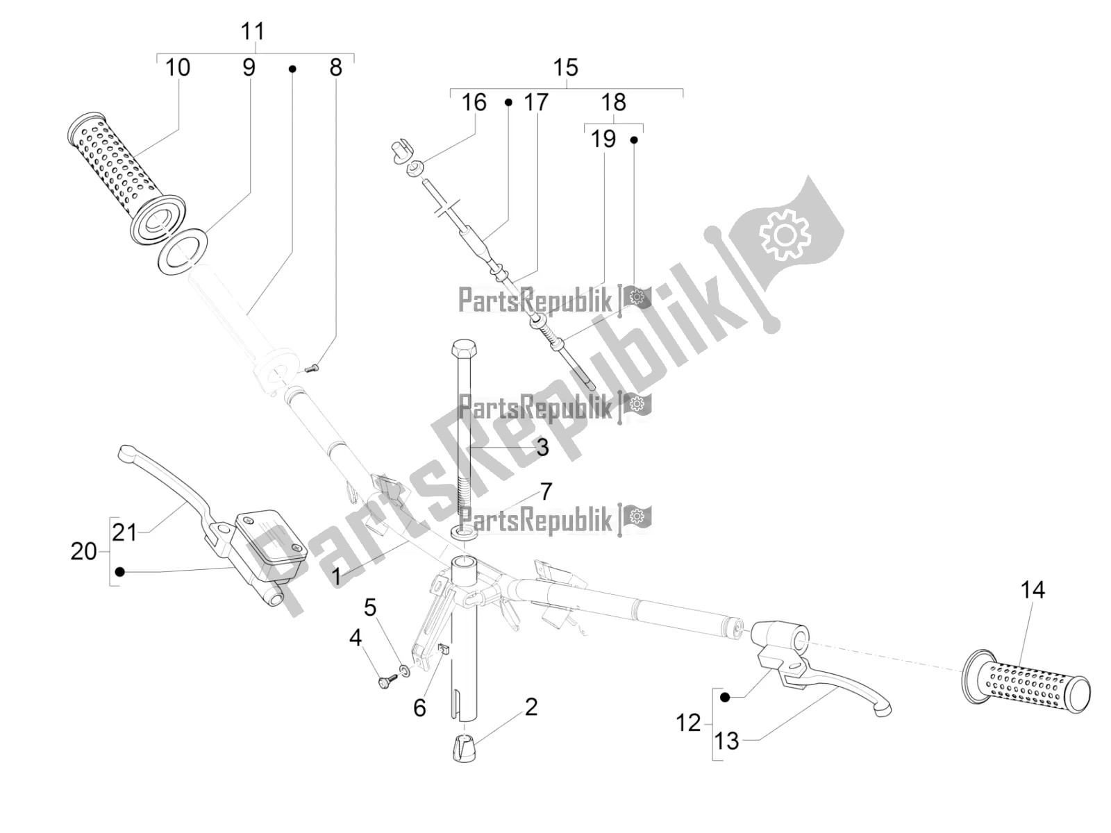 All parts for the Handlebars - Master Cil. Of the Piaggio ZIP 100 4T Apac 2021