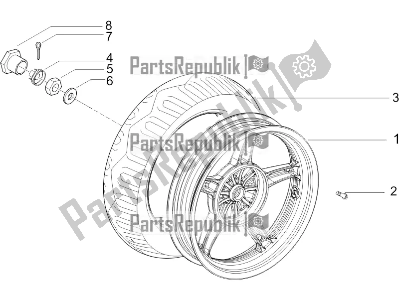 All parts for the Rear Wheel of the Piaggio ZIP 100 4T Apac 2021
