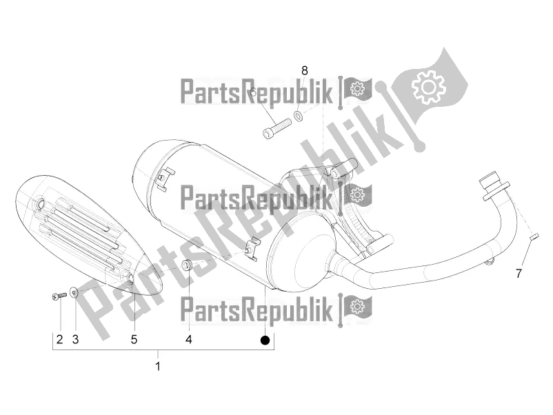 All parts for the Silencer of the Piaggio ZIP 100 4T Apac 2021