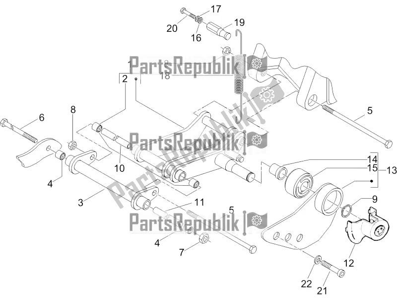 Toutes les pièces pour le Bras Oscillant du Piaggio ZIP 100 4T Apac 2021