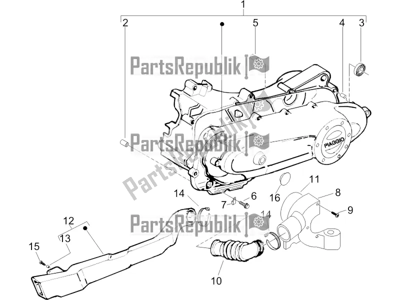 All parts for the Crankcase Cover - Crankcase Cooling of the Piaggio ZIP 100 4T Apac 2022