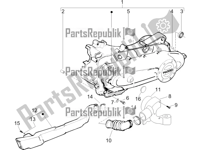 Tutte le parti per il Coperchio Del Carter - Raffreddamento Del Carter del Piaggio ZIP 100 4T Apac 2022