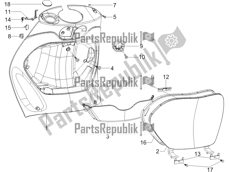 Todas las partes para Guantera Frontal - Panel De Rodilleras de Piaggio ZIP 100 4T Apac 2022