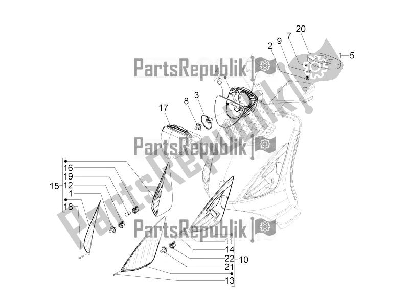Wszystkie części do Reflektory Przednie - Kierunkowskazy Piaggio ZIP 100 4T Apac 2022