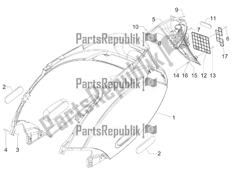 Toutes les pièces pour le Capot Arrière - Protection Contre Les éclaboussures du Piaggio ZIP 100 4T Apac 2022