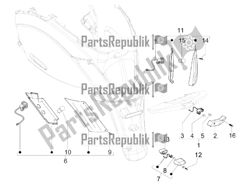 Toutes les pièces pour le Phares Arrière - Clignotants du Piaggio ZIP 100 4T Apac 2022