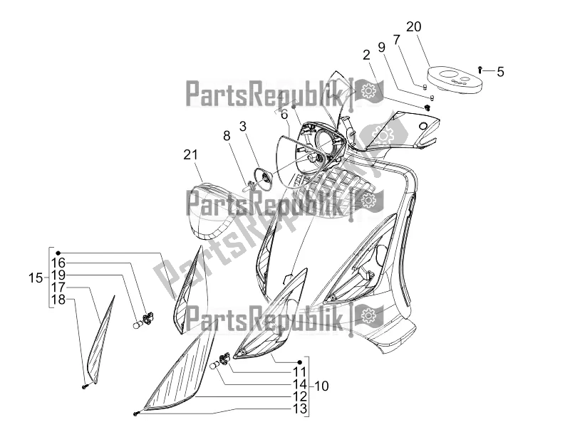 Toutes les pièces pour le Phares Avant - Clignotants du Piaggio ZIP 50 2T 2016