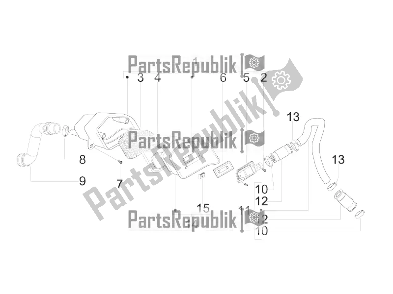 All parts for the Secondary Air Box of the Piaggio ZIP 50 2T 2016