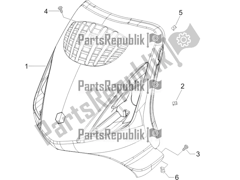 Toutes les pièces pour le Bouclier Avant du Piaggio ZIP 50 4T 25 KM/H 2018