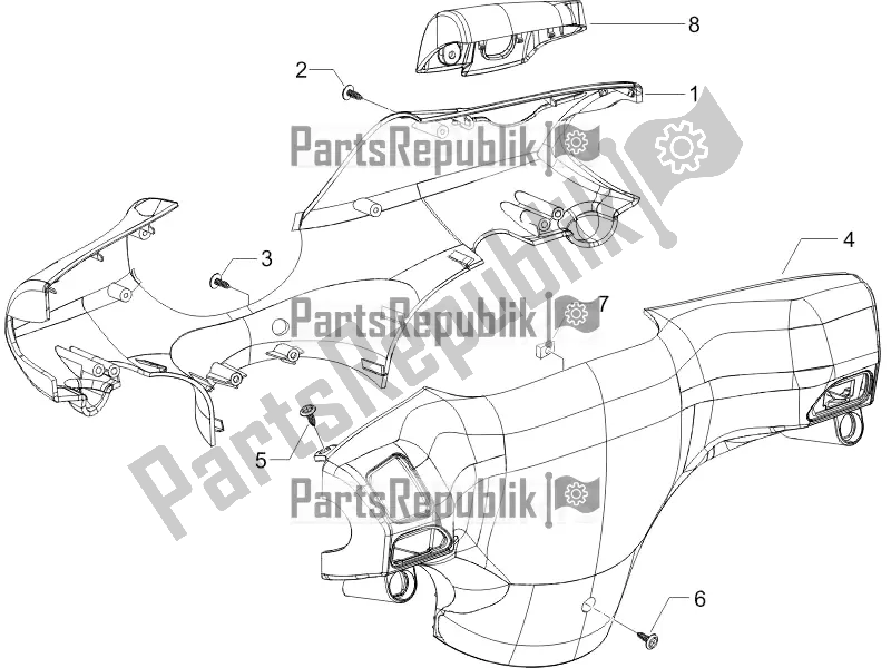 All parts for the Handlebars Coverages of the Piaggio ZIP 50 4T 25 KM/H 2018