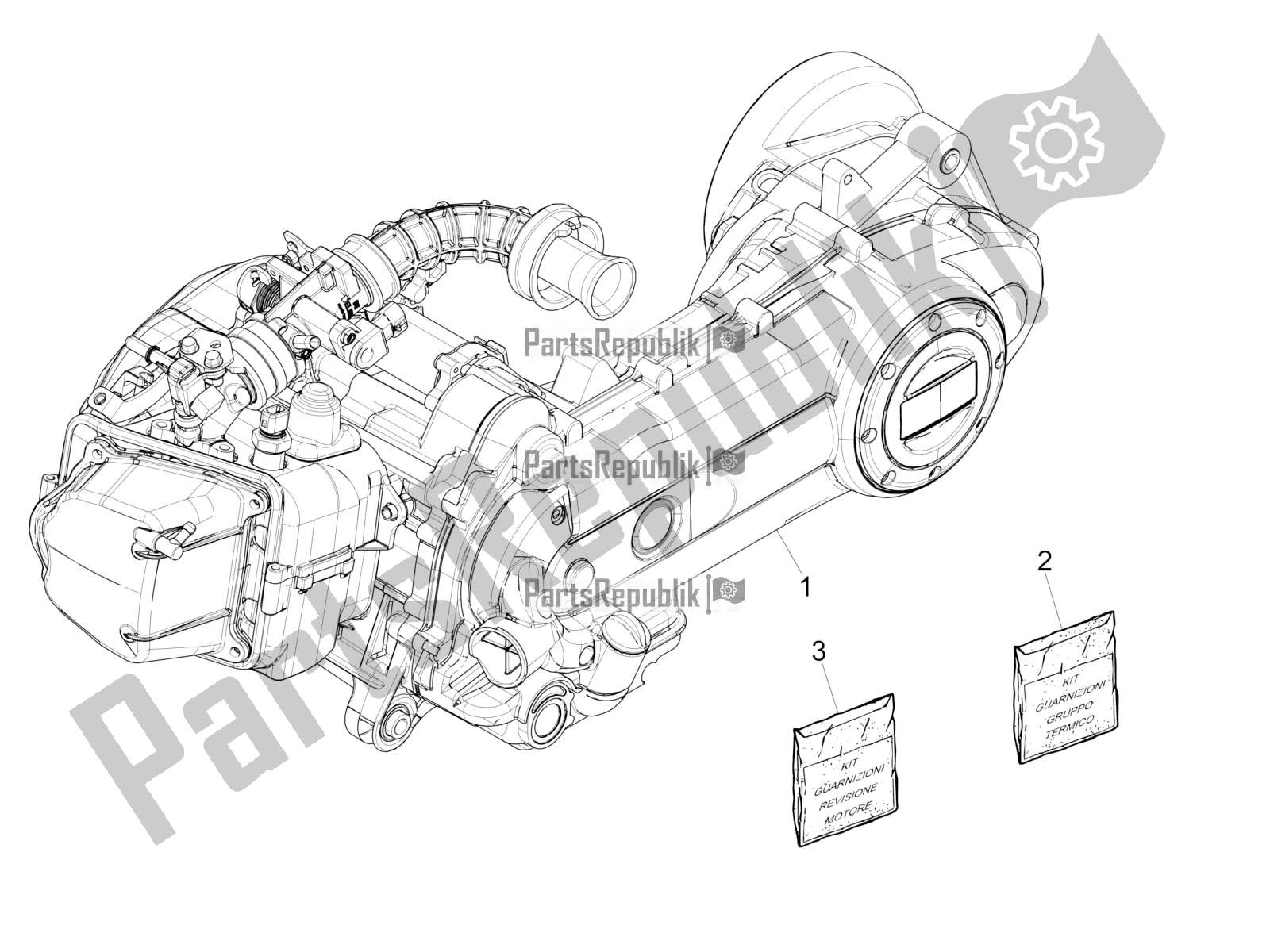 Toutes les pièces pour le Moteur, Assemblage du Piaggio ZIP 50 4T 25 KM/H 2019