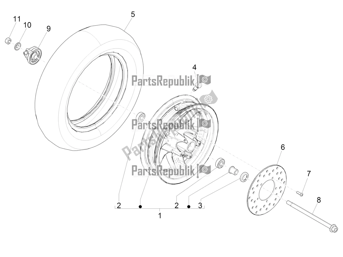 Toutes les pièces pour le Roue Avant du Piaggio ZIP 50 4T 25 KM/H 2019