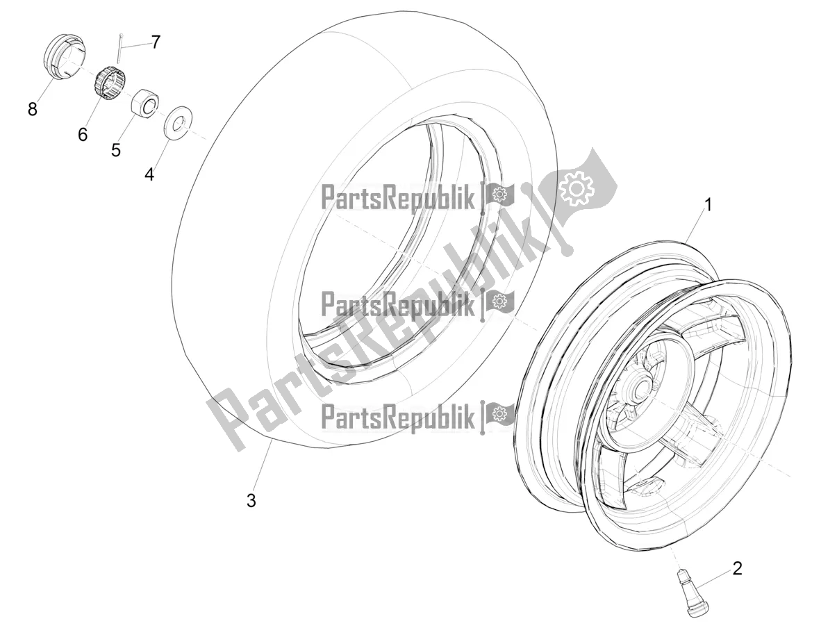 Toutes les pièces pour le Roue Arrière du Piaggio ZIP 50 4T 25 KM/H 2019