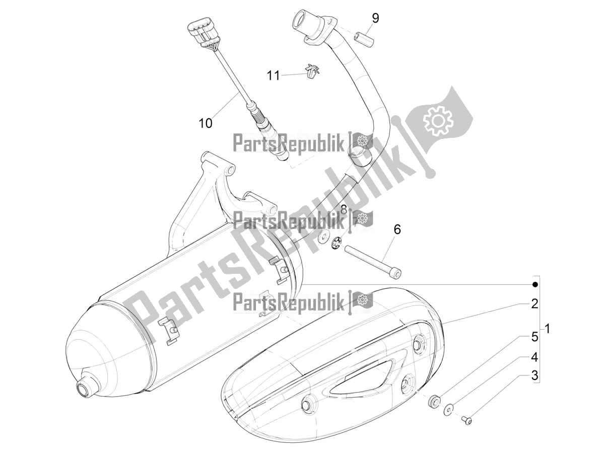 Tutte le parti per il Silenziatore del Piaggio ZIP 50 4T 25 KM/H 2019