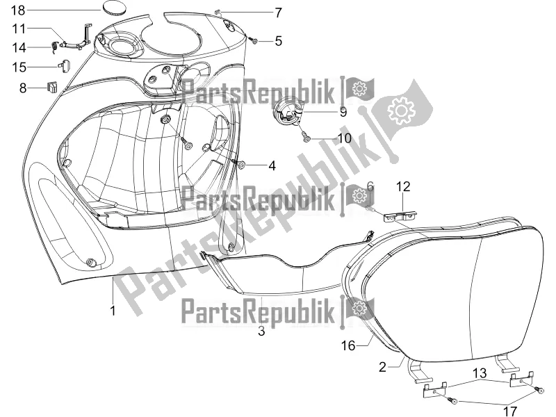 Alle onderdelen voor de Dashboardkastje Voor - Kniebeschermer van de Piaggio ZIP 50 4T 25 KM/H 2020