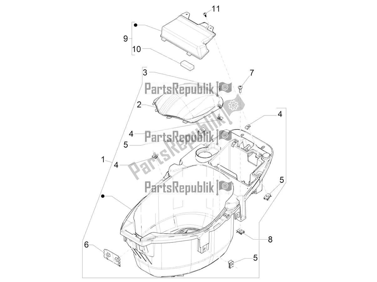 Todas las partes para Carcasa Del Casco - Debajo Del Sillín de Piaggio ZIP 50 4T 25 KM/H 2020