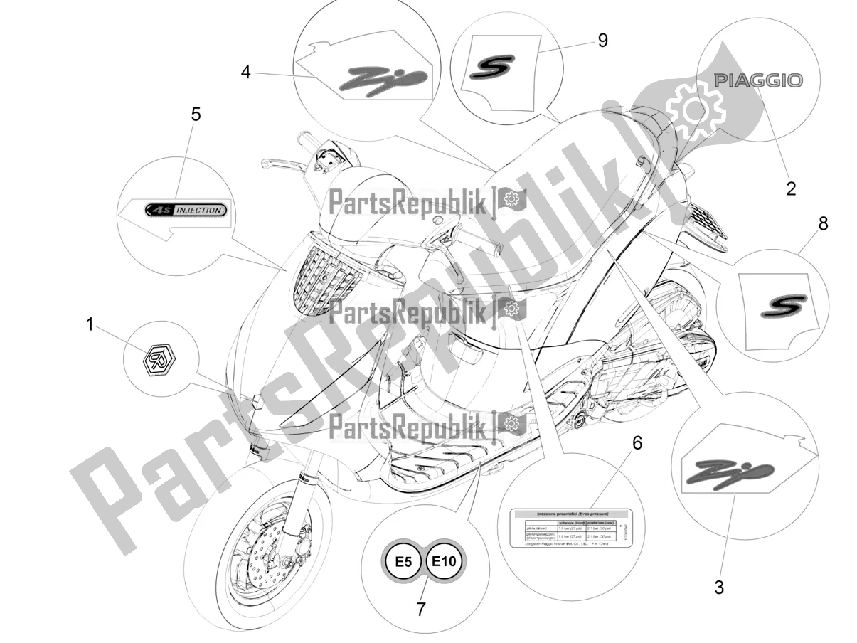 Todas las partes para Placas - Emblemas de Piaggio ZIP 50 4T 25 KM/H 2020