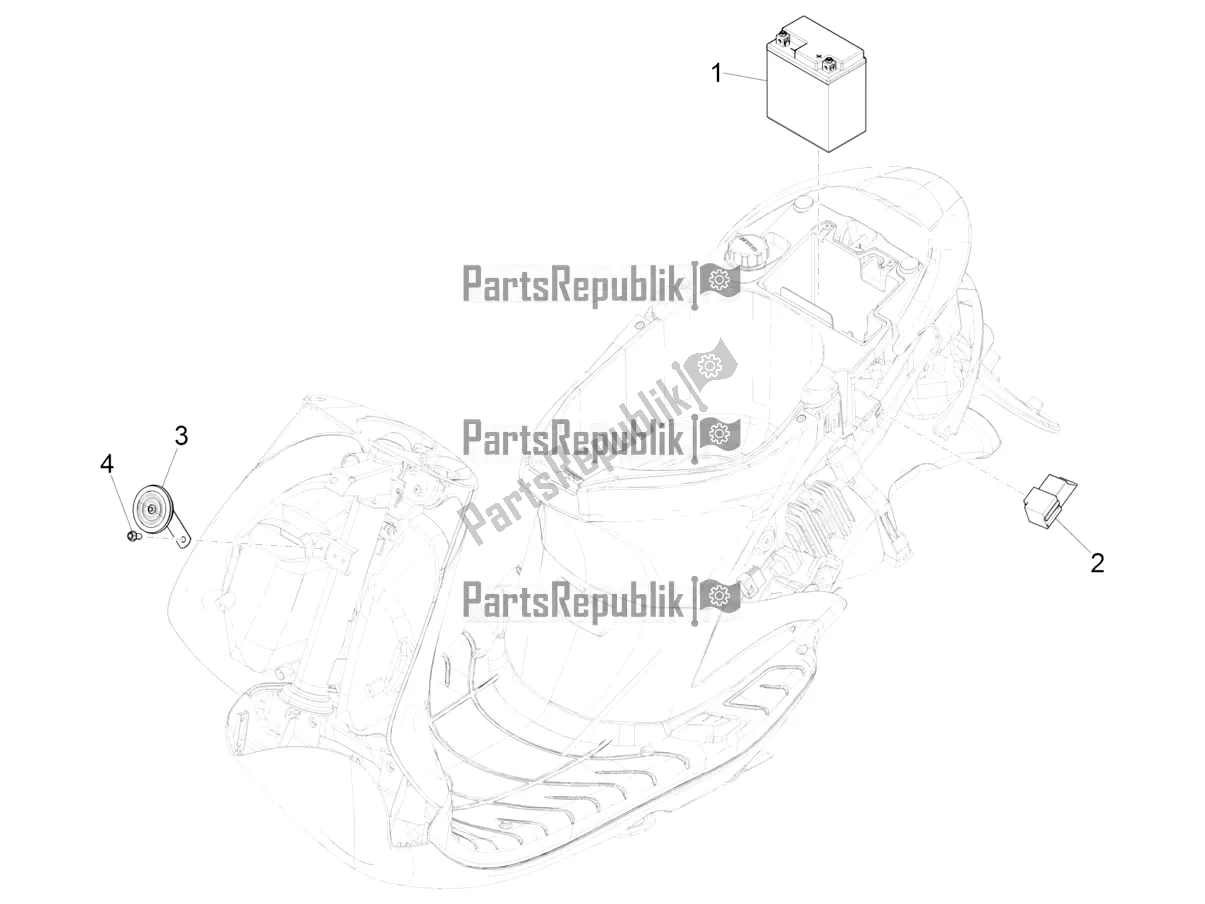 Todas las partes para Interruptores De Control Remoto - Batería - Bocina de Piaggio ZIP 50 4T 25 KM/H 2020